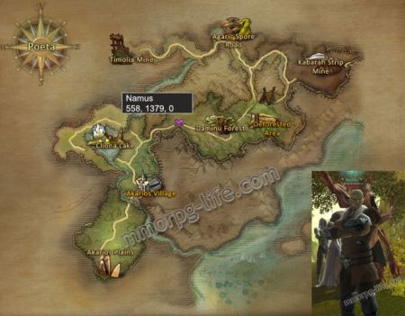Deliver a book to Namus in the Daminu Forest. medium