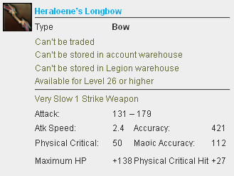 Heraloene Longbow Stats