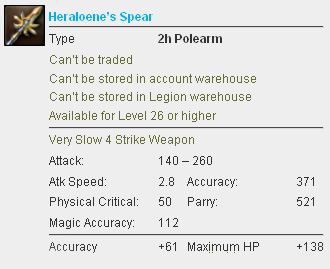 Heraloene Spear Stats
