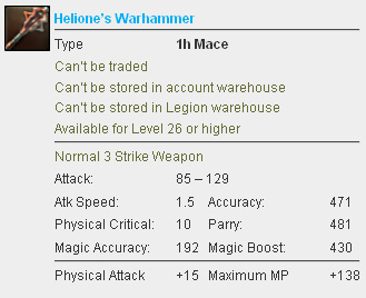 Helione Warhammer Stats